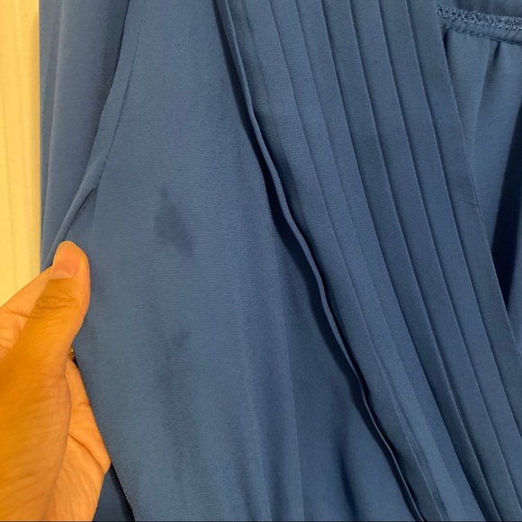 Blue long sleeve deep plunge romper - Picture 5 of 7